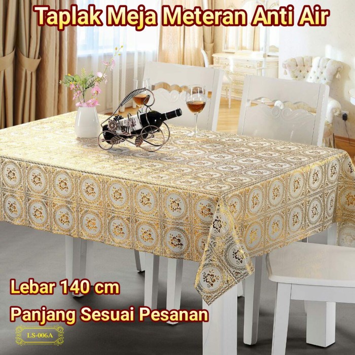 >*>*>*>*] Taplak Meja Makan Plastik Gold Emas Mewah Meteran Panjang 3 4 5 meter