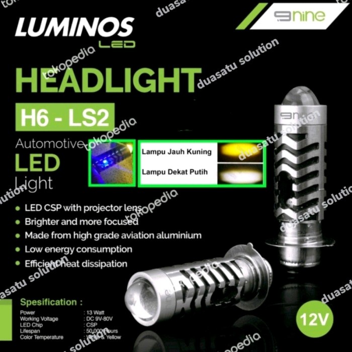Lampu Led Motor Laser H6 9Nine Luminos Ls2 Putih Kuning