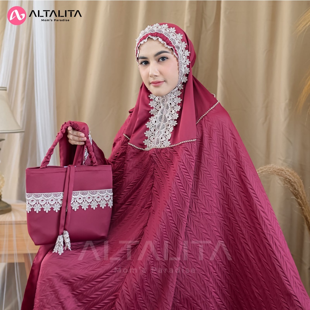 Altalita - Mukenah Renda Mewah Taleetha Jumbo Dewasa Satin Silky Premium Adem Lembut Tebal Terbaru