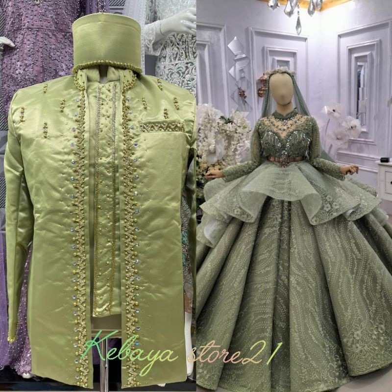 NEW GAUN PASANGAN BAJU PENGANTEN  CRINLONOLIN //  GAUN MEWAH //KEBAYA AKAD/GAUN JUBAH BEREKOR//BAJU PENGANTEN MODREN