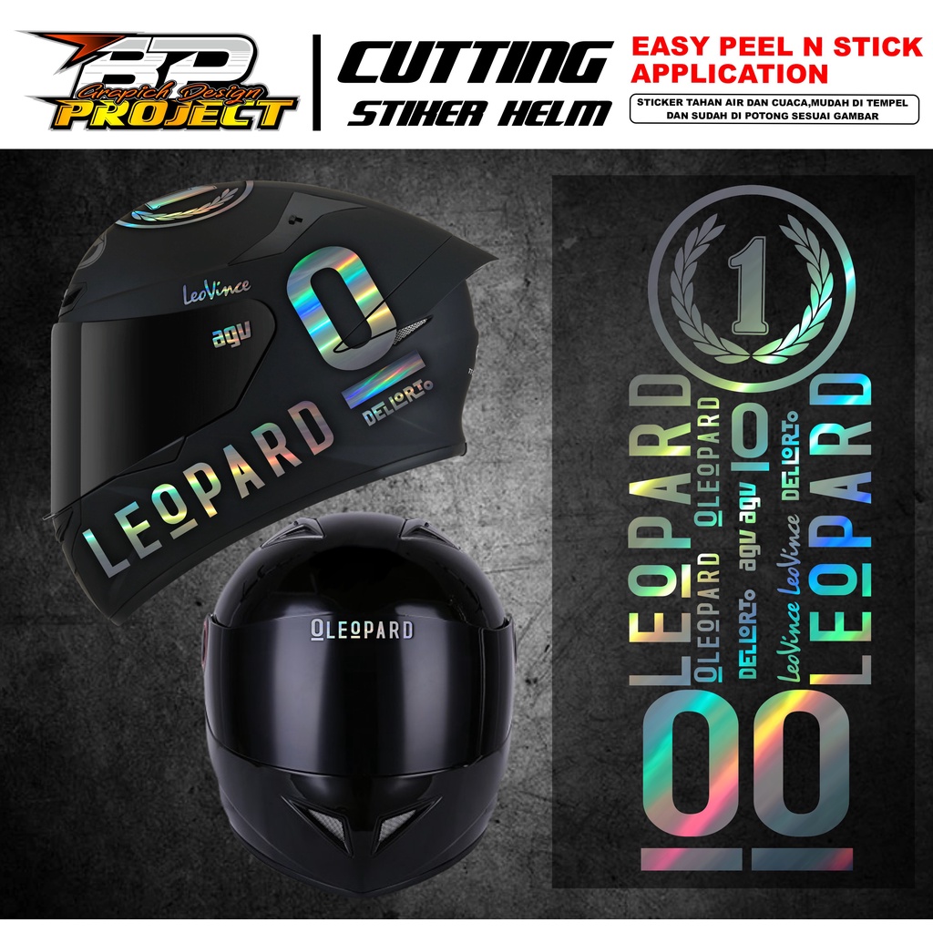 Stiker Helm Full Face - Cutting Sticker Helm FullFace LEOPARD - Sticker Cutting Helm Fullface Bahan 