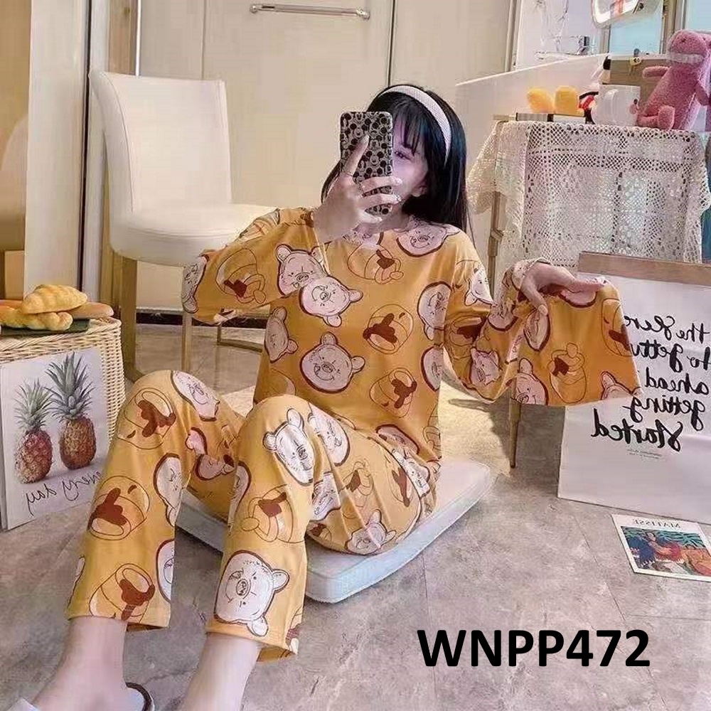 Piyama Wanita Baju Tidur Wanita Bear Boof Yellow