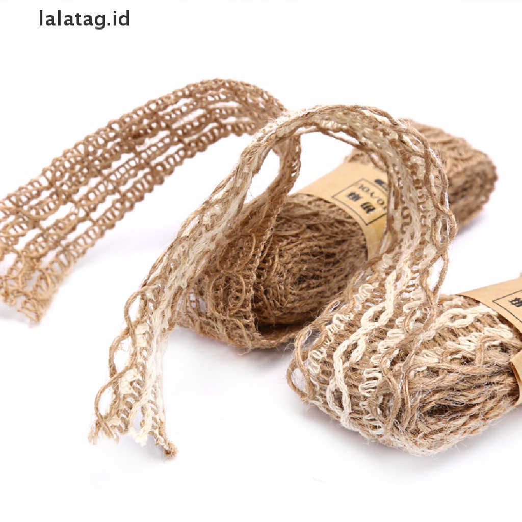 [lalatag] 2m Natural Hessian Goni Goni Pita Renda DIY Craft Dekorasi Pesta Pernikahan [ID]