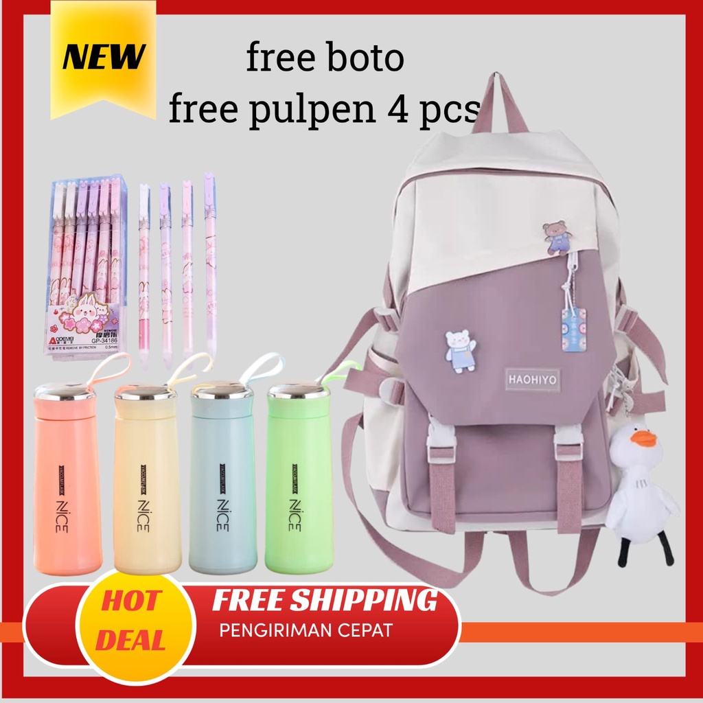 Tas Sekolah Anak Perempuan SD SMP SMA Ransel Kerja ORIGINAL Tas Sekolah Anak Laki-Laki Free Botol Minum Kaca