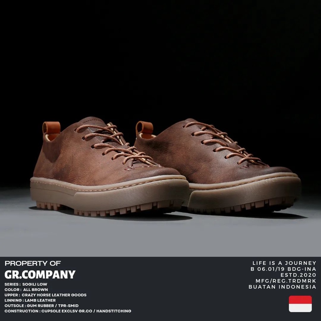 GR.Company - Sogili Low All Brown- Sepatu Sneakers Kulit Pria