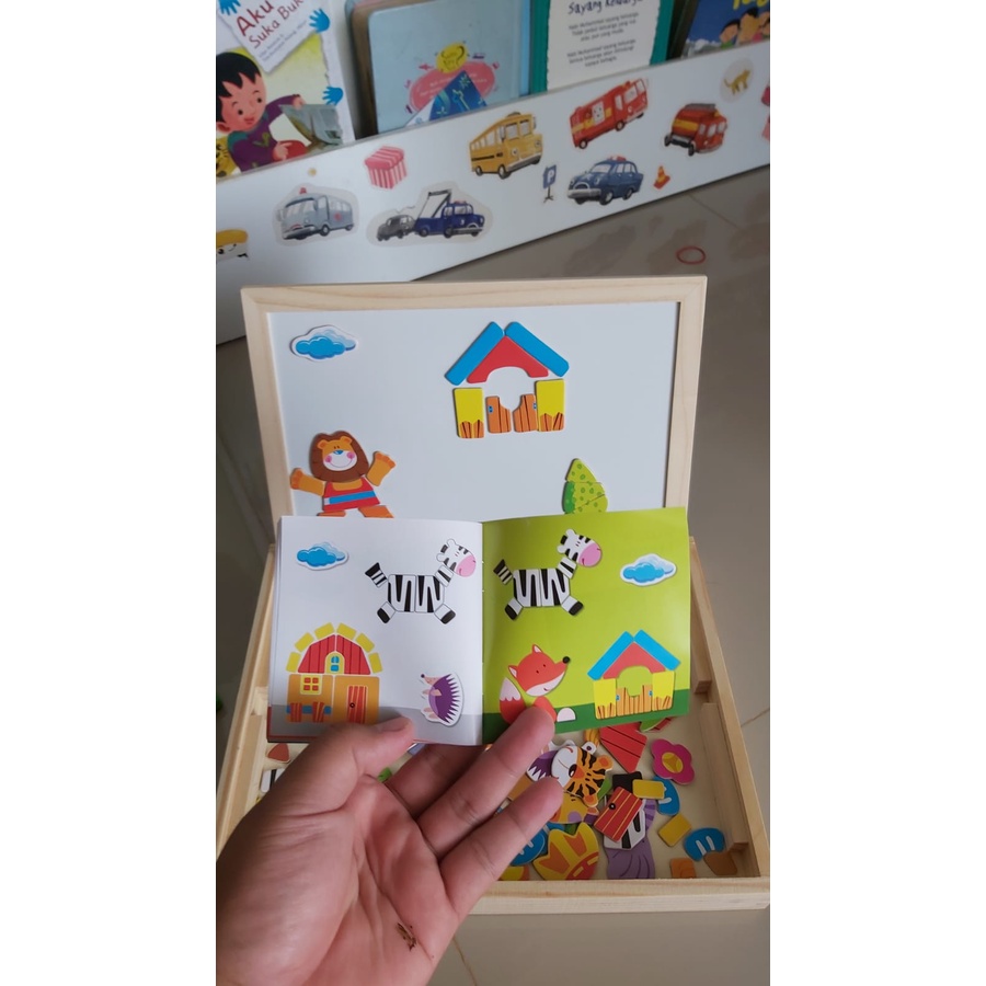 Puzzle Magnet Mainan Anak Puzzle Mainan Kayu Papan Tulis Edukatif