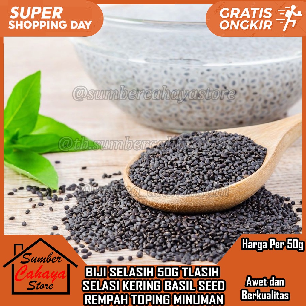 

BIJI SELASIH SELASI KERING TOPPING BASIL SEED 50 GRAM 50G TOPING MINUMAN TLASIH BASILIKUM ECER KILOAN BESAR KECIL BENIH REMPAH CIA CHIA SEED SEAD REPACK SAYUR SLASI SLASIH BAHAN ES CHIASEED