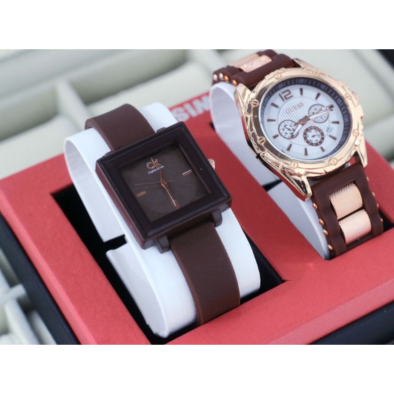 (Cod)Jam Tangan Wanita Buy1 Get1 Zeka Kota+Gues Ring Tanggal Aktif Strap Rubber/Karet(Dikirim Jakarta)