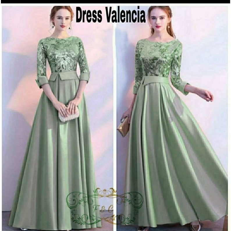 DRESS VALENCIA MUTIARA, MOSCREPE, TILE MUTIARA, DRESS MAXY, 3 UKURAN