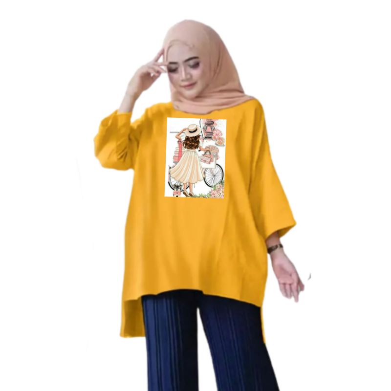 Atasan Baju Tunik Kaos Wanita Oversize LD 130 Cm Terbaru 2023 Viral Gambar DTF Bahan Kaos Babyterry . Atasan Baju Wanita Santai Tunik Wanita Dewasa Cewek Jumbo Kekinian Murah Big Size Sepeda Paris