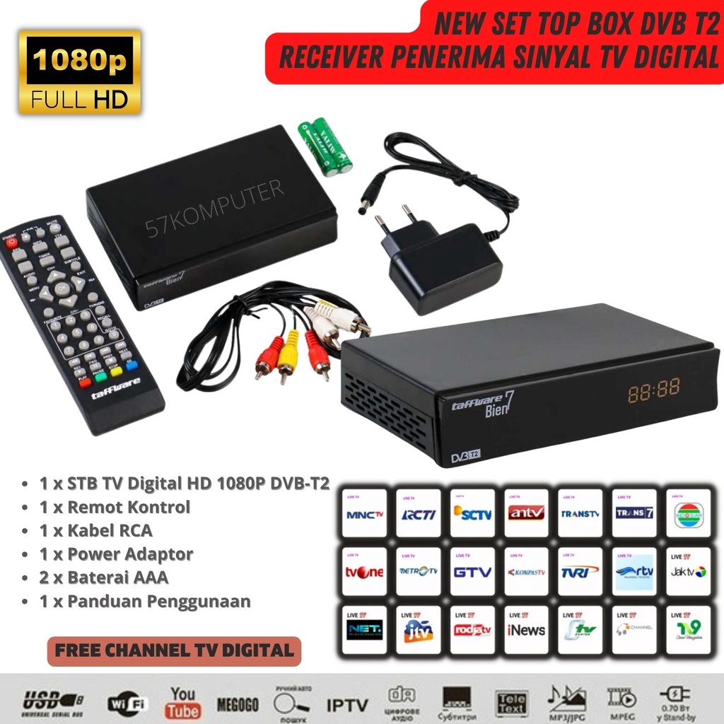 STB TV Digital Set top Box TV Tabung dan Digital STB DVB T2 Paket Set Box Siaran TV Digital HD STB Set Top Box DVB T2 Bien9 Satellite TV Digital Tuner Box DVB-T2