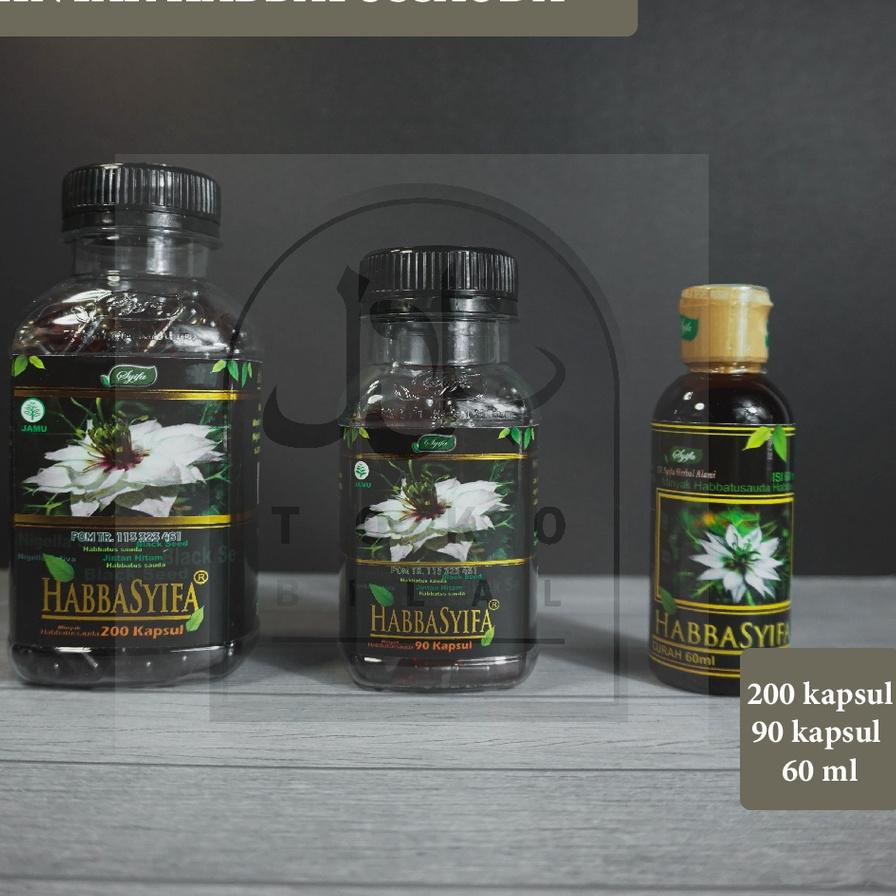 

Discount | KI3 | Habbasyifa Oil Isi 90 Kapsul - 200 kapsul - 60ml Minyak Habbatusauda