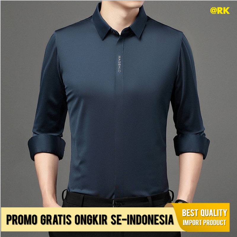 Kemeja Cowok Kemeja Pria Lengan Panjang 2021     Muda  Setengah Baya Pria Kasual Mulus Tipis baju  A