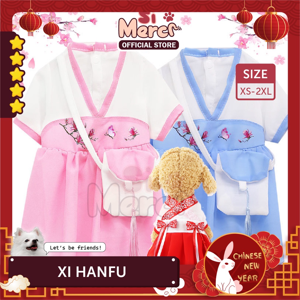 Baju Cheongsam Anjing Kucing / Baju Imlek Anjing Kucing Chinese New Year Lucu Small Breeds Anjing Kucing Kecil