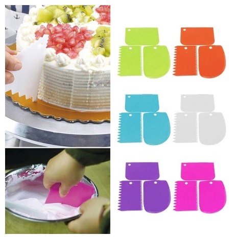 

\"\"\"\] Plastik perata adonan kue scraper kue fondant 3 pcs