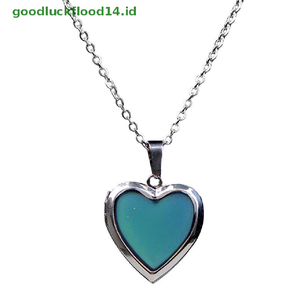 [GOOGFOUR] Mood Necklaces Peach Heart Love Pendant Foto Kalung Kontrol Suhu Warna [TOP]