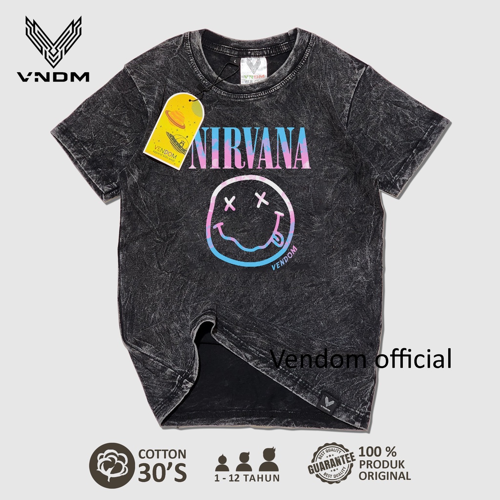 Vendom Kids Baju Kaos Anak Washet Laki Laki / Perempuan Unisex Umur 1-12 Tahun Bahan Cotton 30S Kaos Musik 1