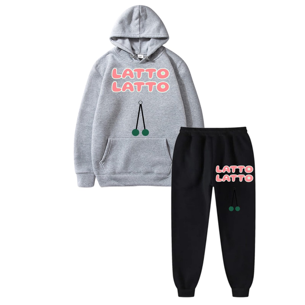 Hzl_outfit Setelan Anak Sweater Hoodie Kombinasi Celana Hitam Latto-Latto LT/Setelan Hoodie S.M.XL