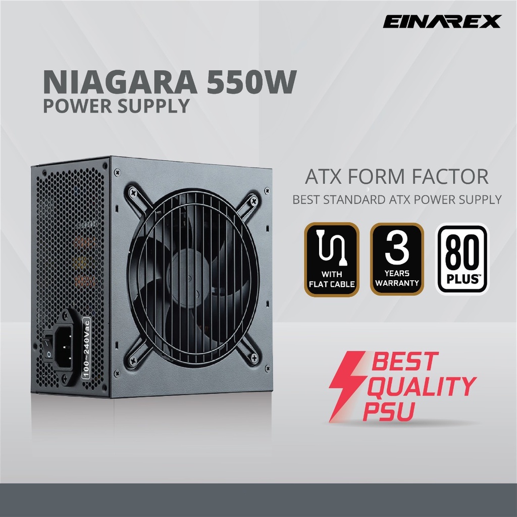 PSU EINAREX NIAGARA 550W 80+ with Flat Cable | Power Supply 550 Watt