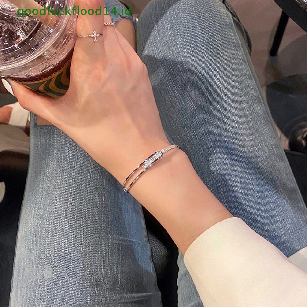 [GOOGFOUR] Zircon Charm Gelang Bangle Terbuka Gelang Desain Fashion Bangle Handmade Pesta Perhiasan Fashion Untuk Wanita Perempuan [TOP]