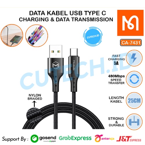 MCDODO CABLE TYPE C SUPER QUICK CHARGE 4.0 40W CA-7431 KABEL PENDEK