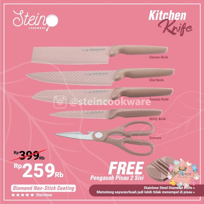 [Pisau Dapur] Steincookware Knife Diamond Non Stick Coating Stein Knife Pisau [Knife]