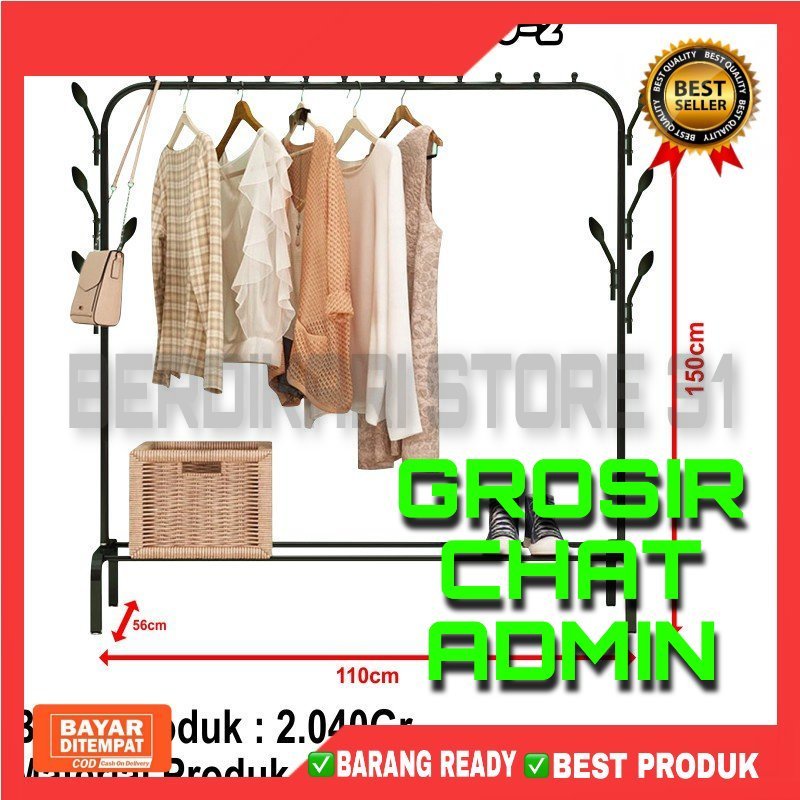 [BS] SINGLE BIG STAND HANGER GANTUNGAN BAJU BERDIRI GANTUNG PAKAIAN STAINLESS