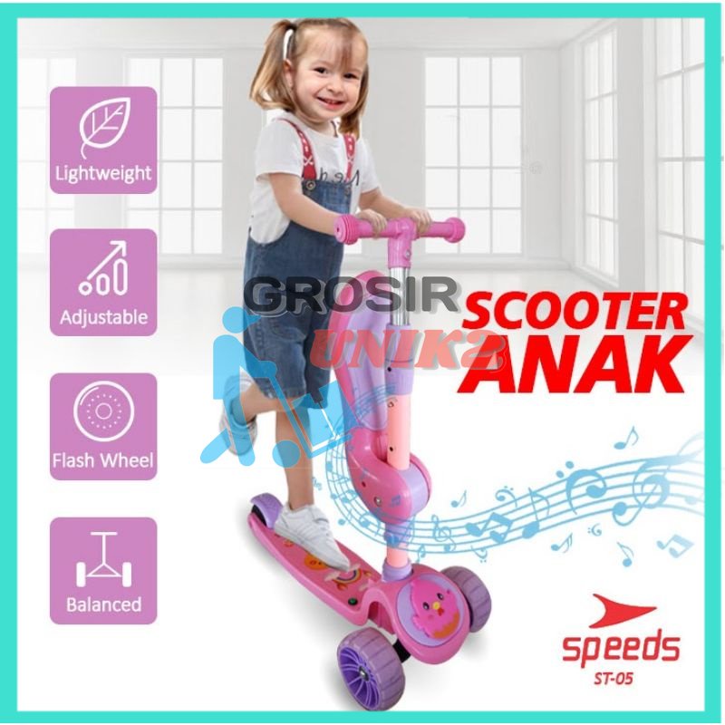 Sekuter anak  dudukan kursi + musik / scooter duduk anak