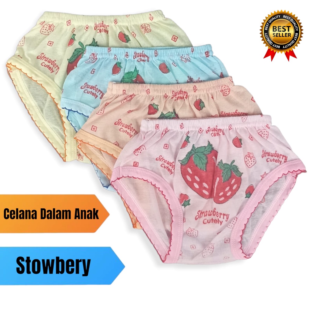 12 PCS Celana Dalam Anak Perempuan Strawberry / Grosir CD anak Wanita Murah
