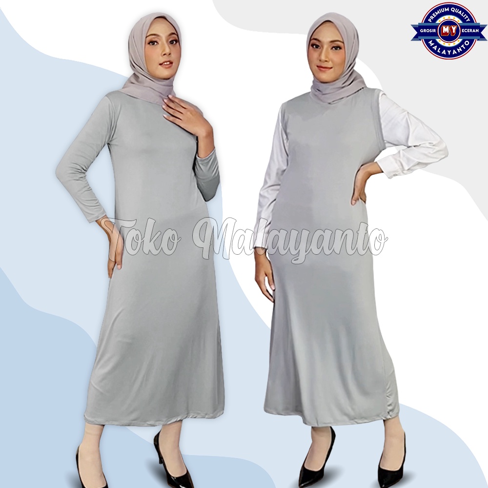 Spandex Manset Dalaman Gamis PolosTangan Panjang Tanpa Lengan Wanita Kerah Leher Turtle Neck Inner L