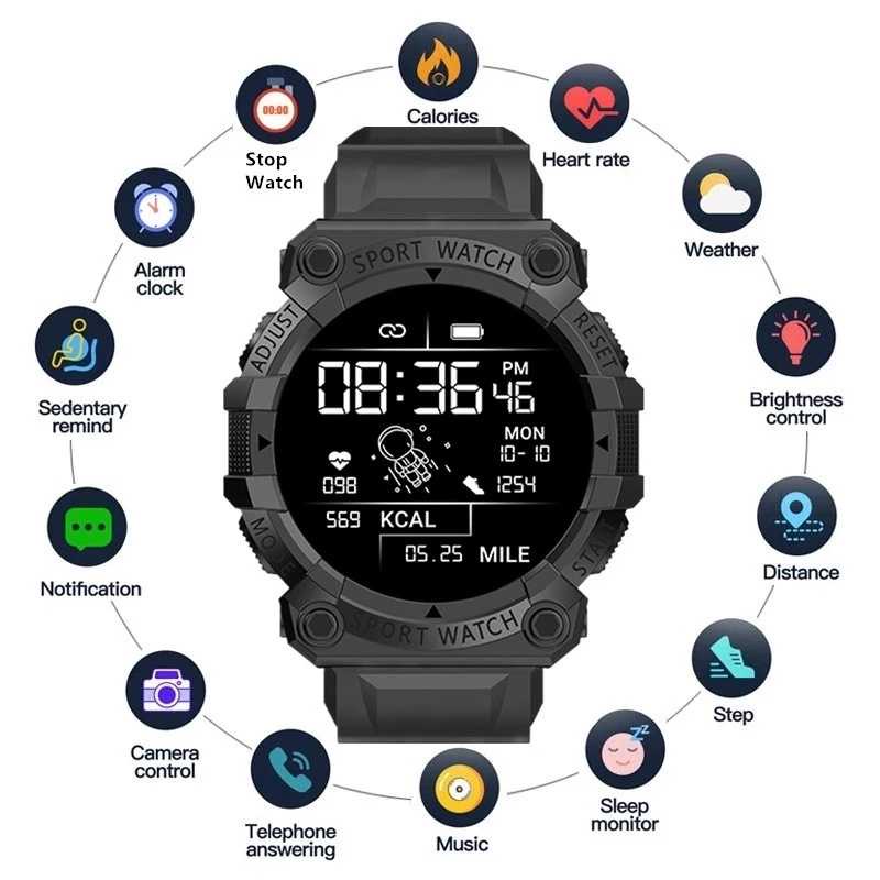 BS-New SKMEI Smartwatch Sport Fitness Tracker Heart Rate - FD68S HPTB -1580 rate