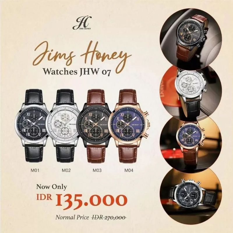 Jam Tangan cowok kode Jhw 07 jims honey