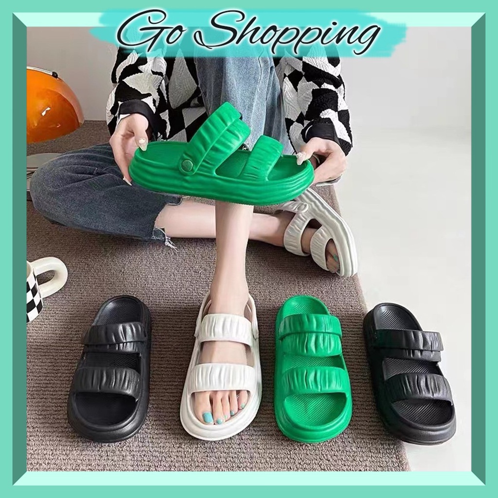 GO! SD1041 Sandal Wanita Jelly Sendal Rumahan Bahan Karet Tebal Empuk Home Slipper Anti Slip Wanita Gaya Korea