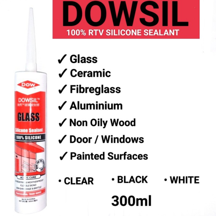 Lem Dowsil Glass Sealant/Dowsil Glass/Dowsil :Clear/Black/White/Grey - White