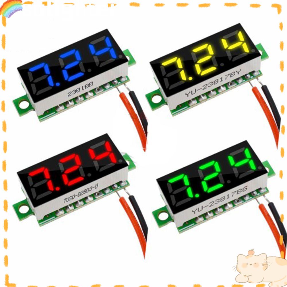 Solighter 1Pc Voltmeter Tegangan Listrik 2kabel Alat Tes LED Display Voltameter