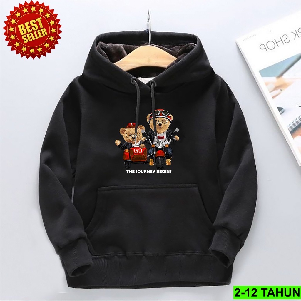 Jumper Hoodie Anak  THE JOURNEY BEAR II Jaket Hoodie Anak Viral Bahan Fleece Sz M - XL ( Laki Laki &amp; Peremepuan )