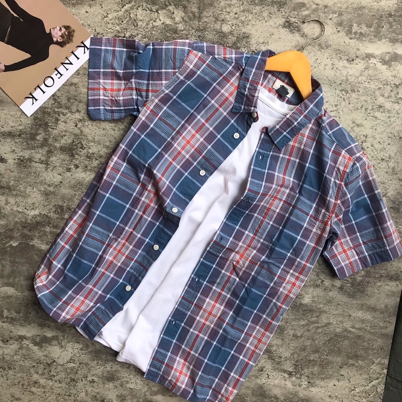 Old Navy Original Kemeja Pria Lengan Pendek Kotak