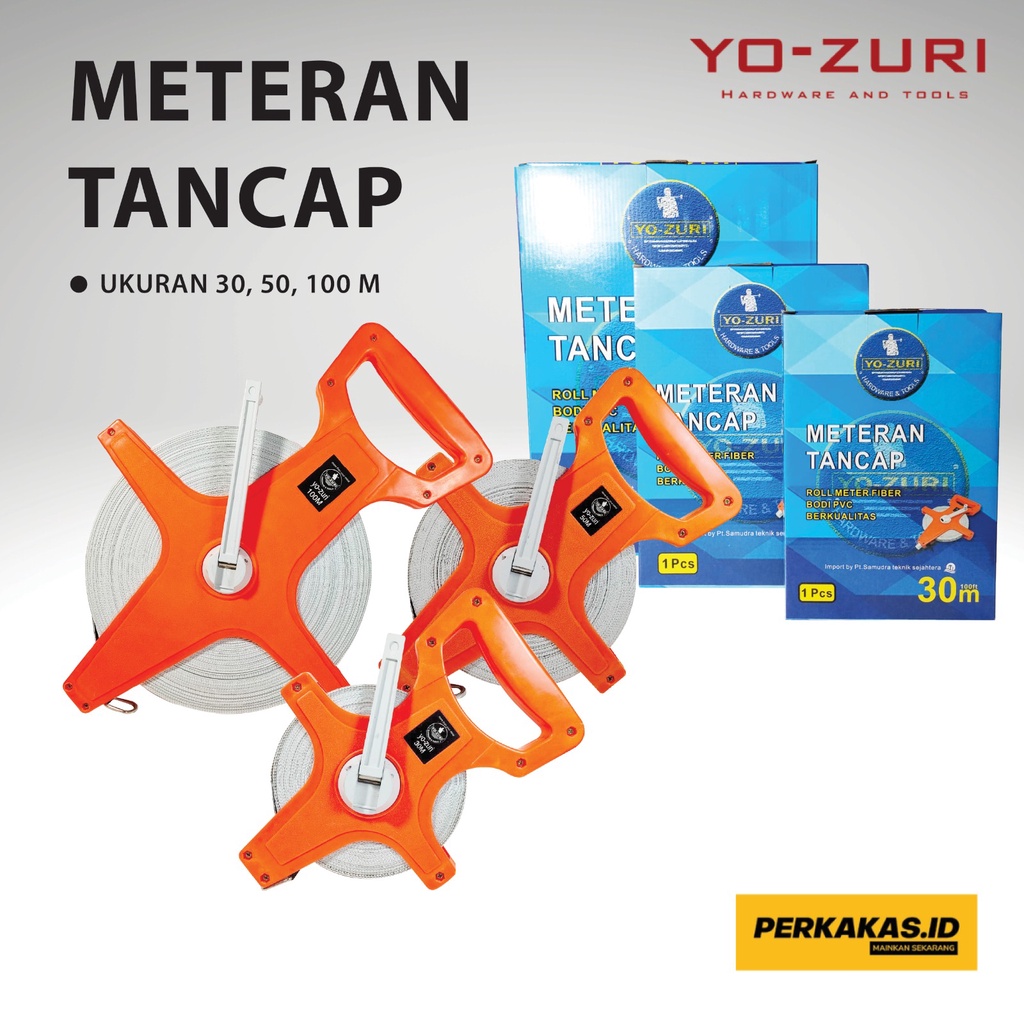 Meteran Tancap Tanah 100 Meter Fiber YOZURI