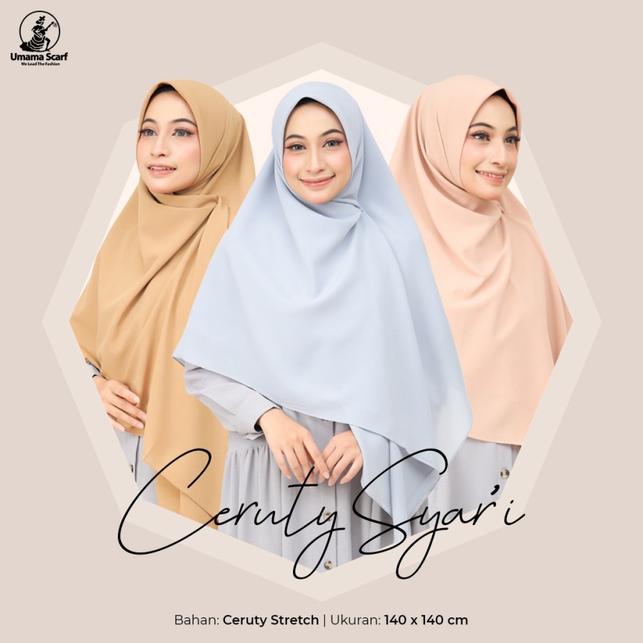 Kerudung hijab segi empat polos - Umama Scarf Ceruty Syari (Seri 1)