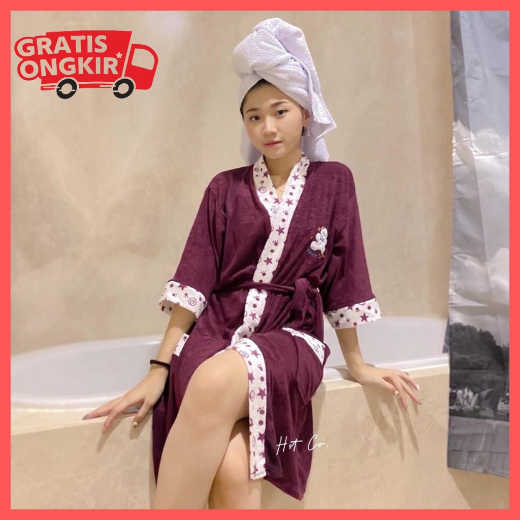 Kimono Handuk Wanita Remaja Dewasa Perempuan Bordir Murah / Handuk Kimono Wanita Jumbo Allsize Modis