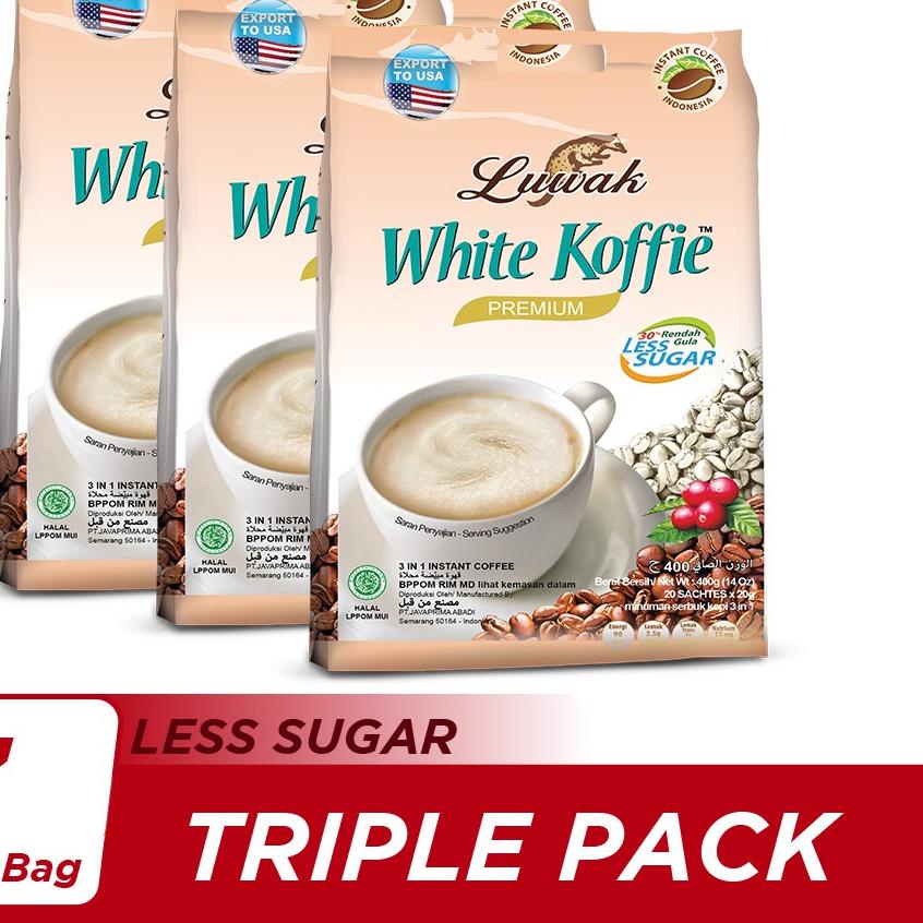 

Diskon⭐Kopi Luwak White Koffie Less Sugar Bag 20x20gr Triple Pack