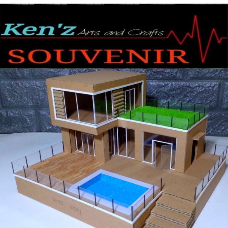 

maket, diorama rumah elite kardus 040.... prakarya kardus/kerajinan kardus 28 x 28