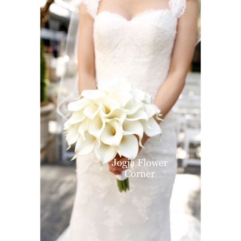 Calla Lily Tulip Bridal Bouquet - Wedding Bouquet - Buket Bunga Calla Lily Tulip Latex Artifisial Re