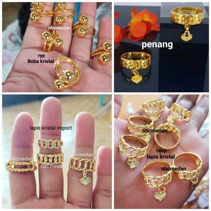 Cincin replika mas 24k lapis kristal import dan penang,tahan lama