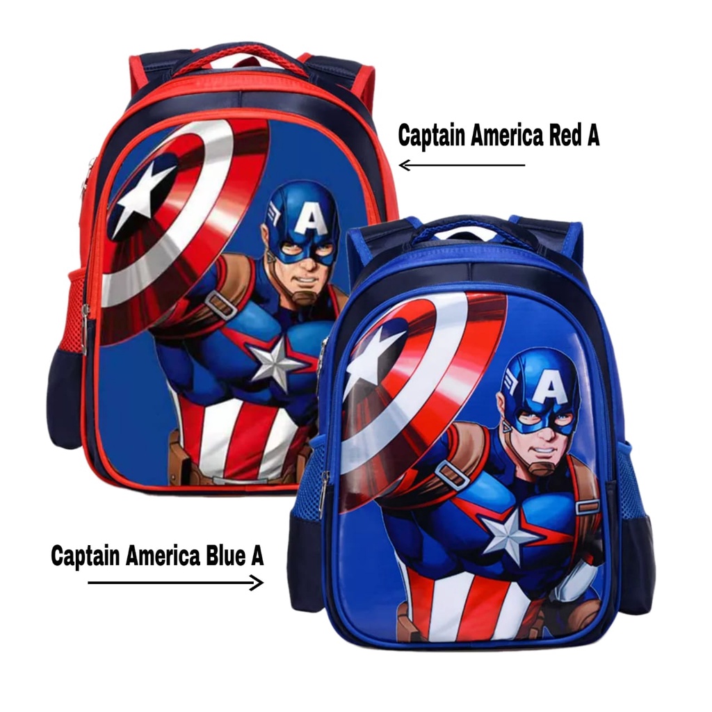 Hot Sale 2023 Tas Sekolah TK-SD anak Laki-Laki Tas Ransel Marvel Avengers Superhero Captain America Tas Sekolah Printing