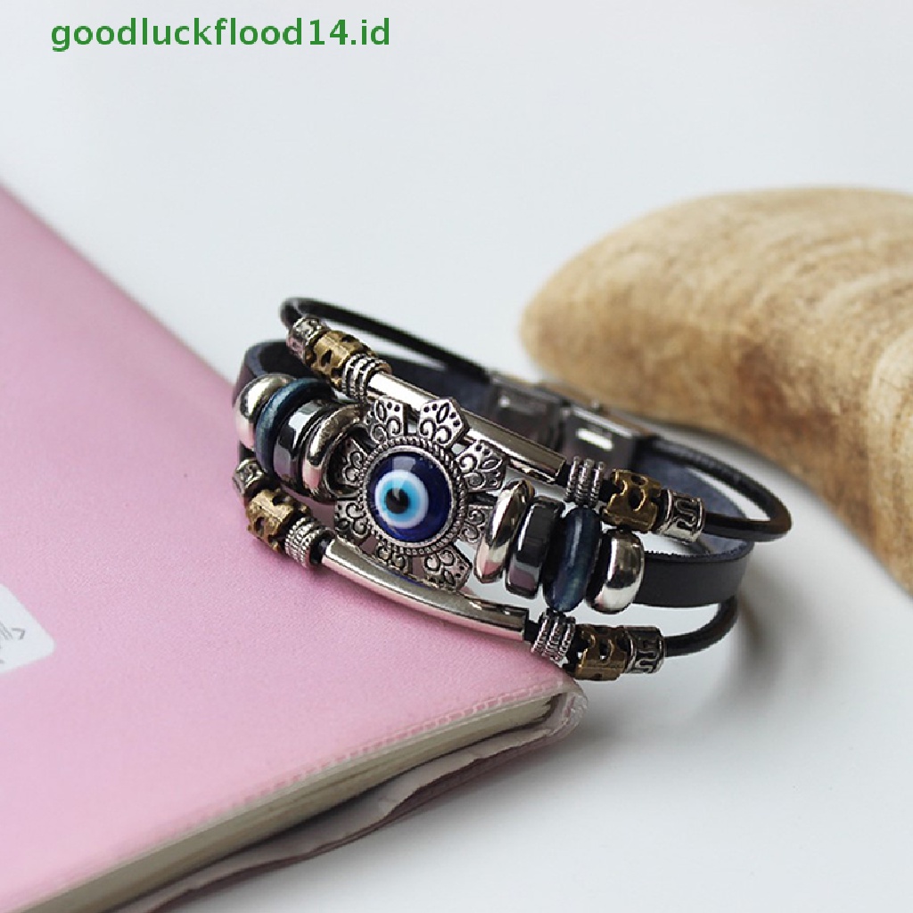 [GOOGFOUR] Lucky Eye Turkish Evil Eye Bracelets Punk Multilayer Kulit Handmade Bracelet [TOP]