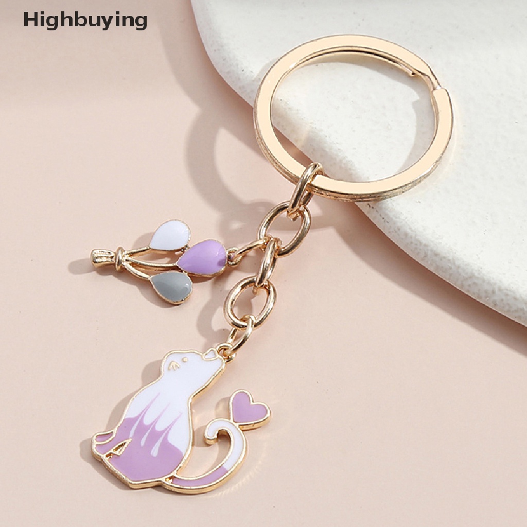 Hbid Gantungan Kunci Balon Hati Kucing Lucu Enamel Key Chains Hadiah Untuk Aksesoris Handbag Glory