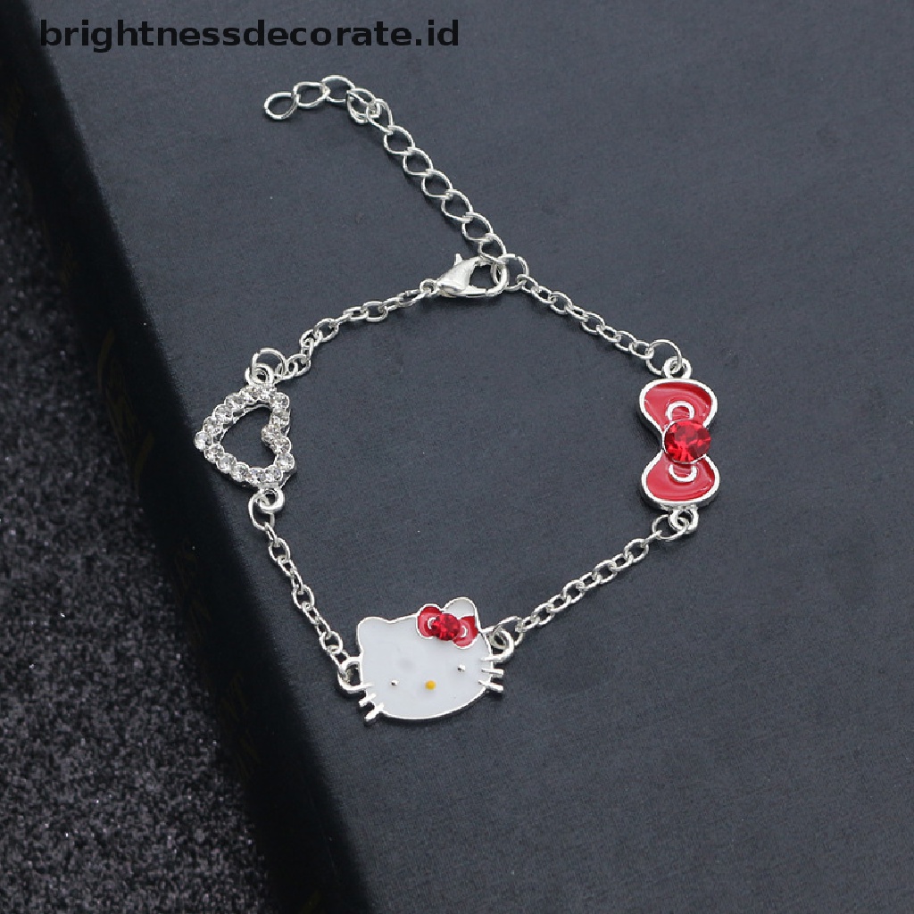 [Birth] Kitty Gelang Stainless Steel Charm Kartun Gelang Untuk Wanita Gadis Anak [ID]