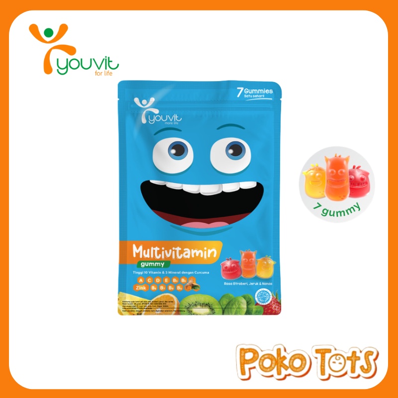 Youvit Multivitamin Anak Isi 7 &amp; 30 Gummies With Vitamin C, D, Zink Sayur dan Buah Suplemen Imunitas Tubuh Anak WHS