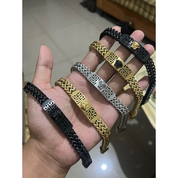 Gelang pria titanium model unik 21cm